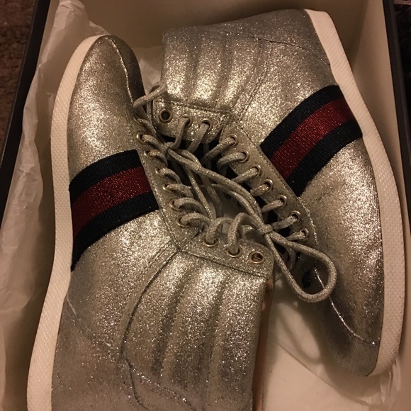 Gucci Shoes Gucci High Top Glitter Gym Shoes Poshmark